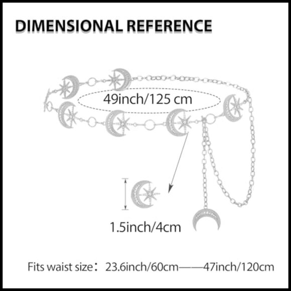 Rhinestone Moon Star Waist Chain Adjustable Body Jewelry Belt main image 5